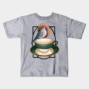 Sweet blue bird tea party Kids T-Shirt